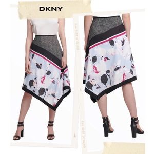 DKNY Asymmetrical Floral Midi Skirt